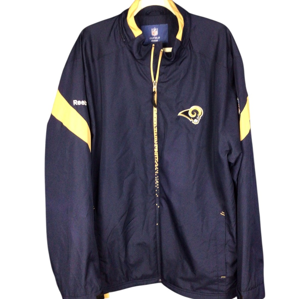 Reebok NFL On Field Rams Full Zip Jacket 2XL Blue Gold